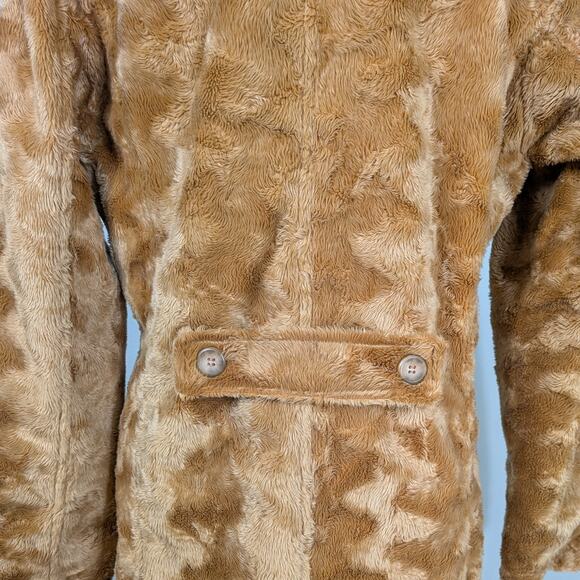Charlotte Russe Faux Fur Coat Jacket L Tan Brown Vintage Y2K Retro Teddy Glam - Picture 4 of 11
